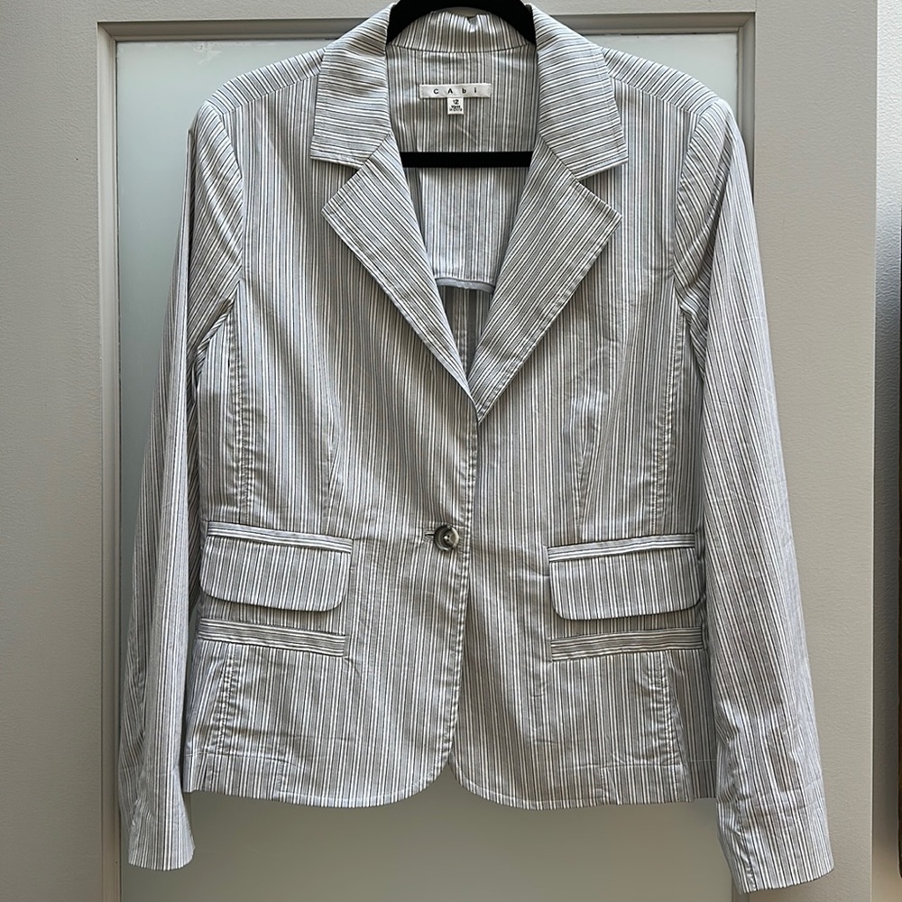 CAbi Grey and Navy Pinstripe blazer/jacket